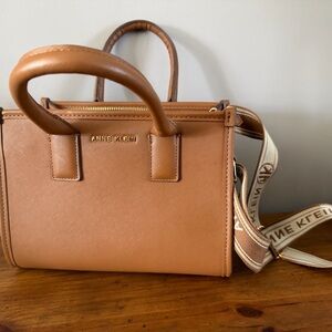 Anne Klein Brown Satchel with Logo Strap